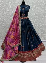 Silk Navy Blue Wedding Wear Embroidery Work Lehenga Choli